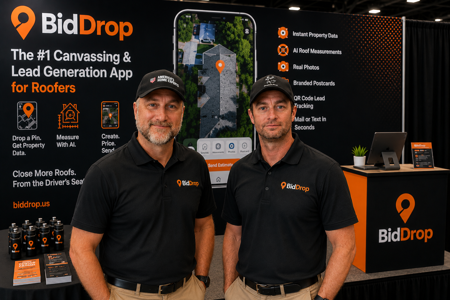 John Bujak and Steve Broxterman at a BidDrop conference booth