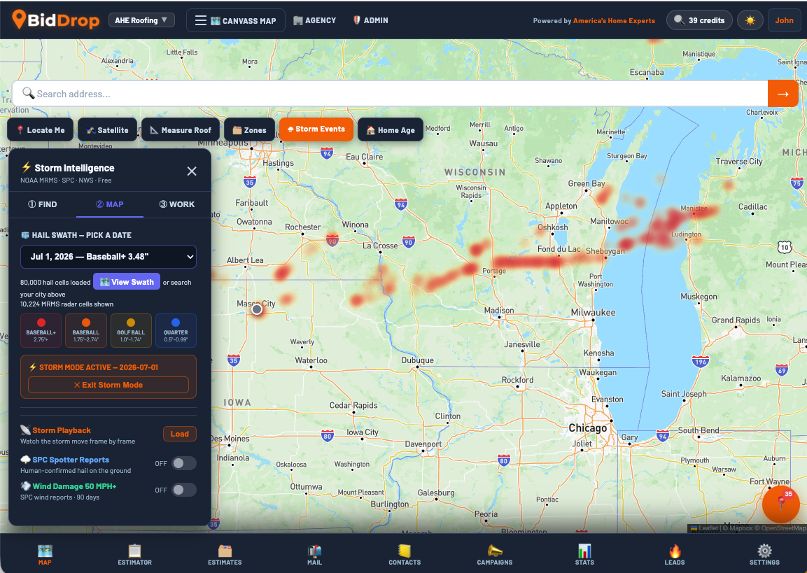 BidDrop storm alert map